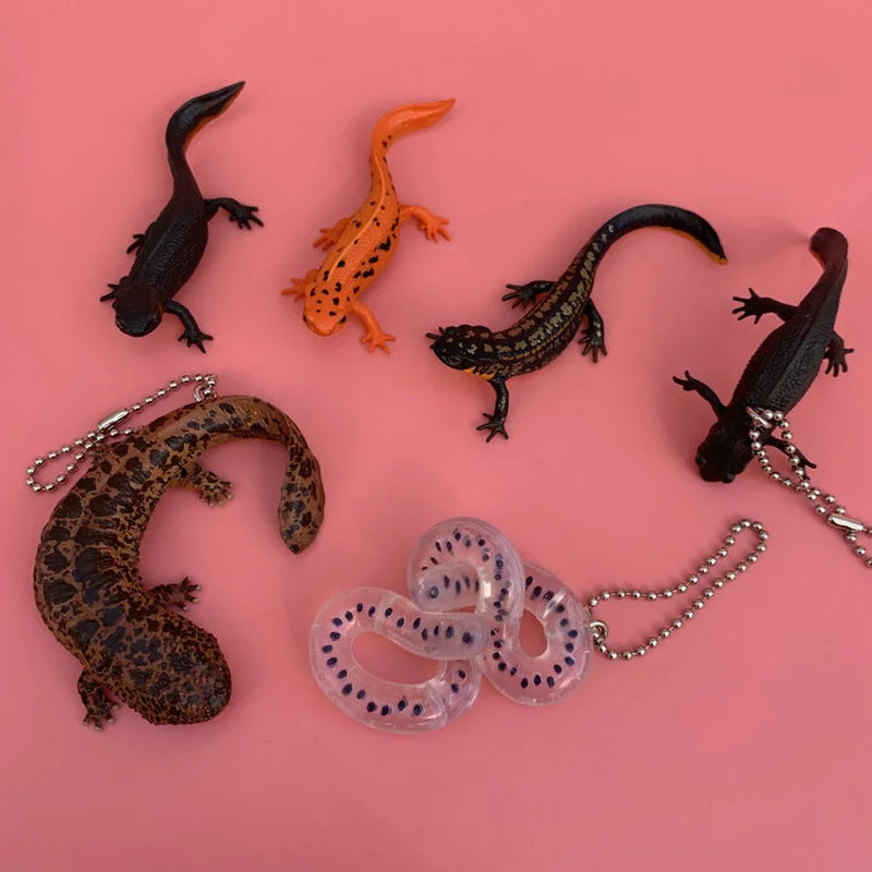 LLavero de juguete de colección para bebé, pez, leopardo, Gecko, salamandra, árbol, Rana, huevo, muñeca colgante, cápsula Gashapon