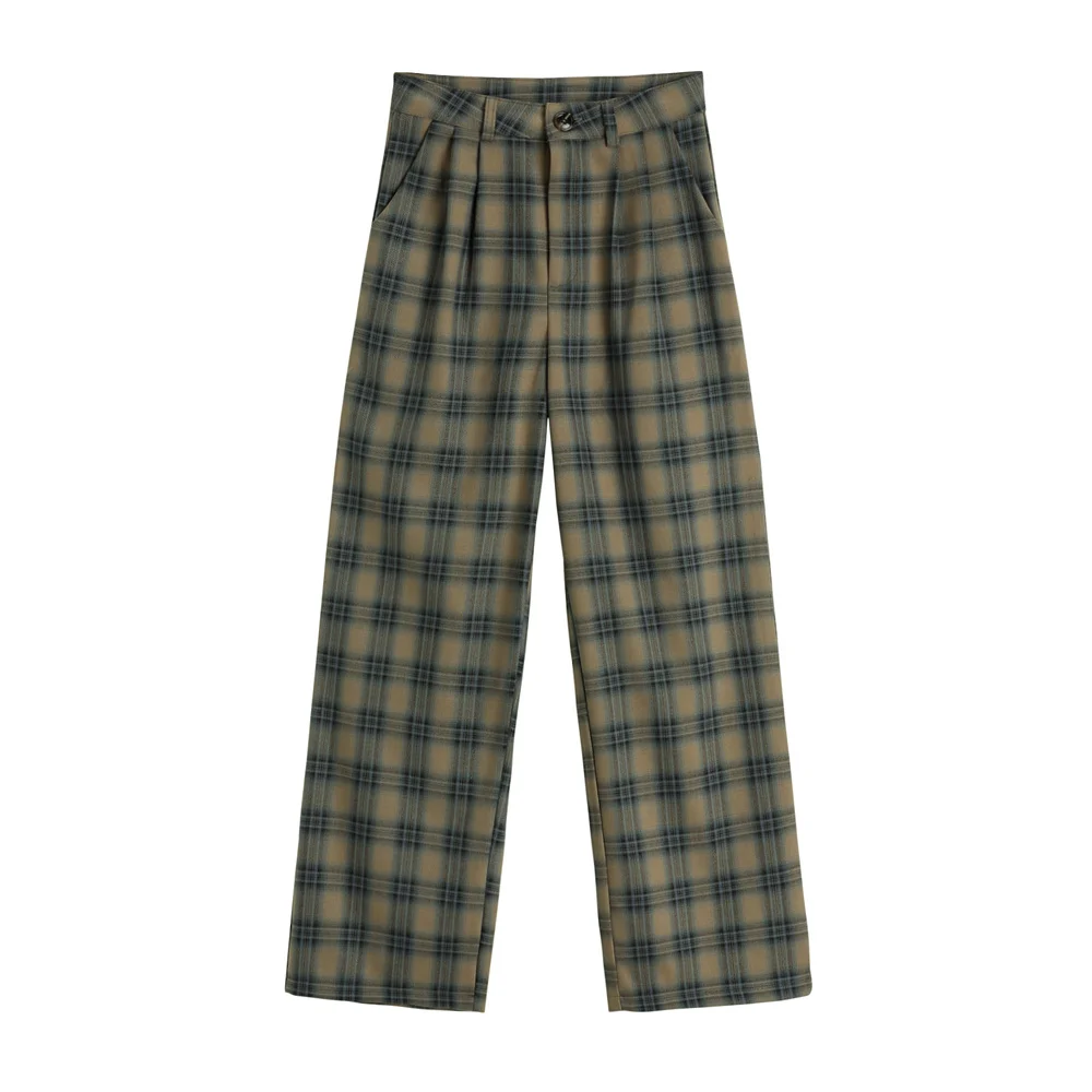 

CMAZ Hip-hop Harajuku Plaid Women's trousers 2020 Streetwear Women's Middle Tail Summer Ladies Caucasian trousers 6548#