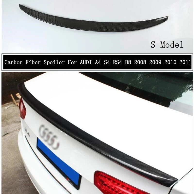 

Спойлер из натурального углеродного волокна для AUDI A4 S4 RS4 B8 2008 2009 2010 годов искусственное крыло высококачественные автомобильные аксессуары