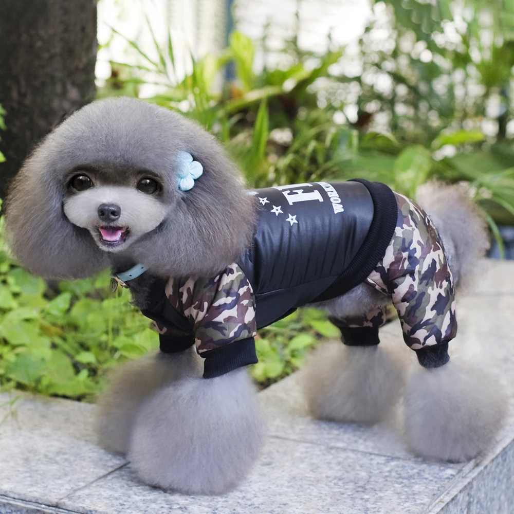 

New-Style Pet Jacket Winter Dog Clothes Jumpsuit Camouflage Coat For Dogs Thicken FBI Four-legs Clothing Pet Customes S to 9XL