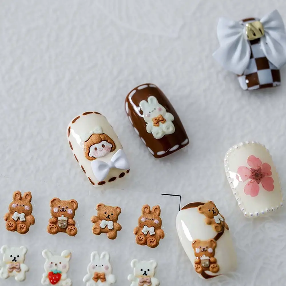 

1 шт. 5D рельефная наклейка для дизайна ногтей японская наклейка для ногтей цветная Милая мультяшная Медведь Кролик украшение для ногтей Нак...