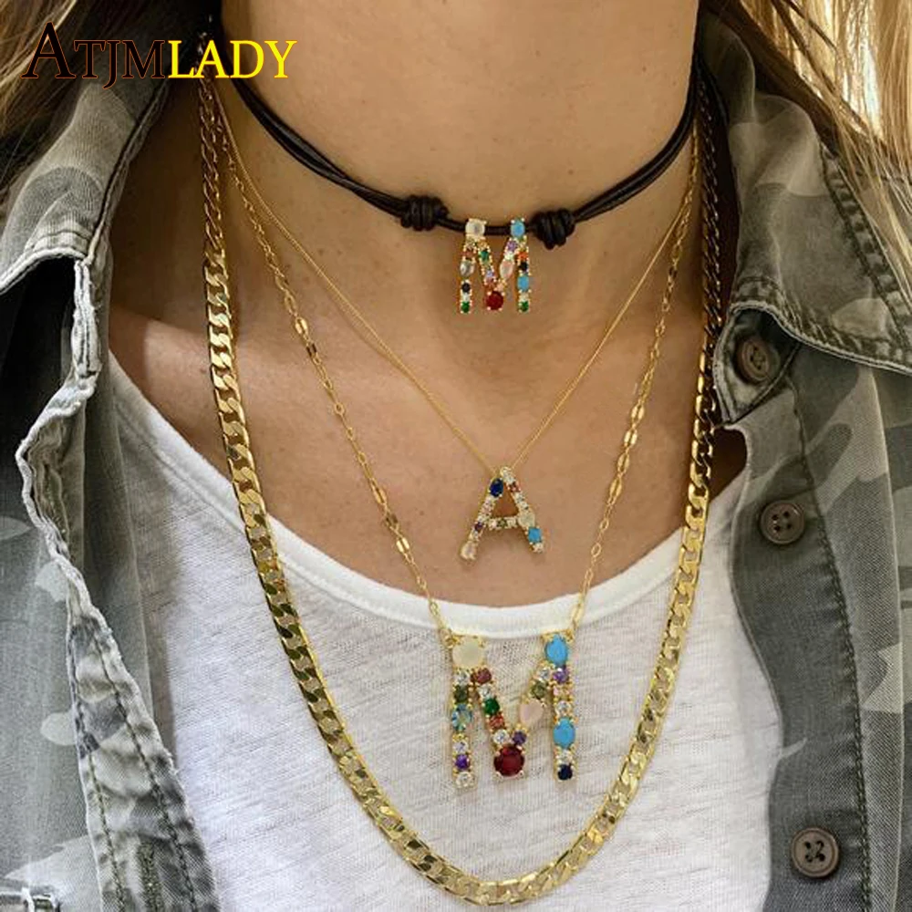 Высококачественное ожерелье с фианитами и радугой оптовая продажа надписью