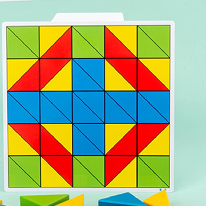 

C5AA Wooden Block Set - 50 Pieces for Preschoolers - Classic Hardwood Colored Blocks for Boys and Girls - Basic Education and