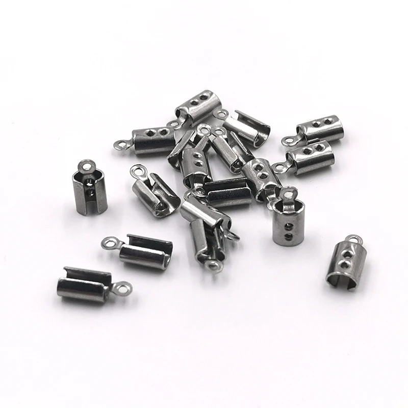 3.3x10mm 50 шт., кожаный браслет из нержавеющей стали, замочки, замочки, ожерелье, сгиб, обжимной шнур, концы, разъем для изготовления ювелирных изделий, аксессуары - Цвет: 3.3x10mm