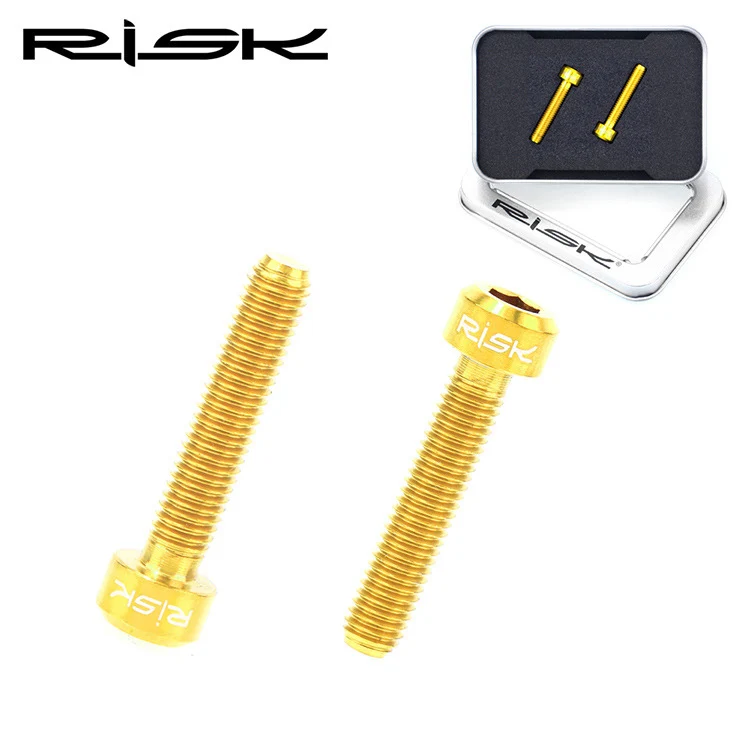 Gold Risk титановые велосипедные тормоза фиксированные винты M5* 25 мм MTB велосипедные гидравлические тормозные рычаги фиксированные болты для SRAM Guide R RS RSC тормоза DIY - Цвет: Gold