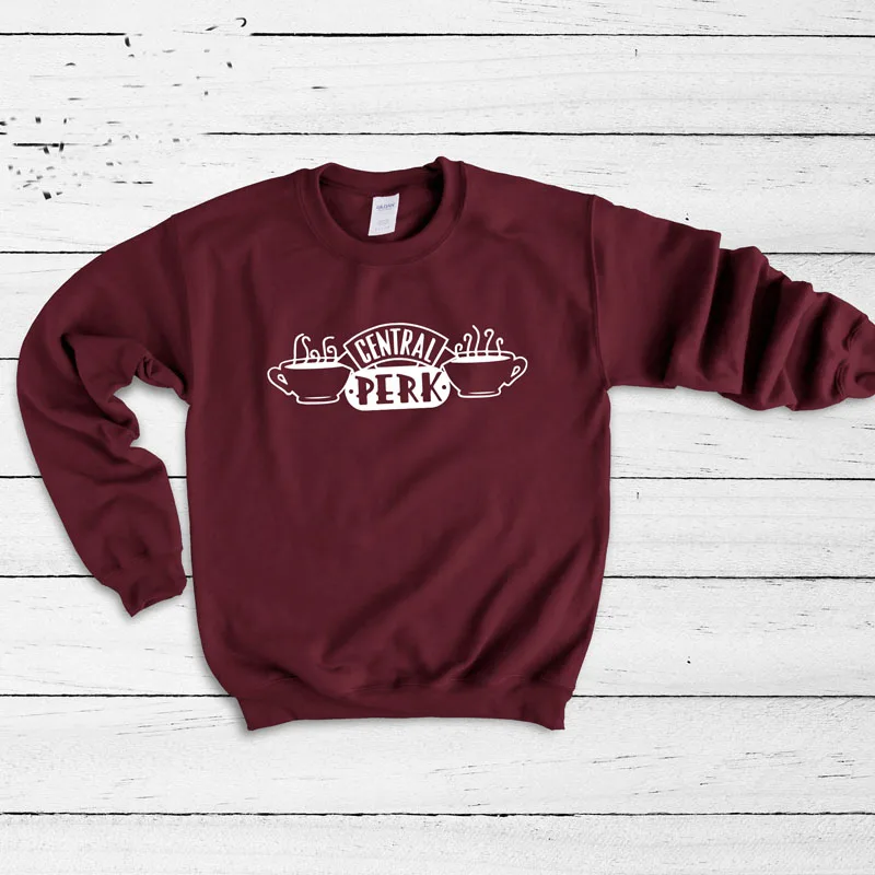 Кофейный свитшот с графическим принтом центральный Перк женские толстовки