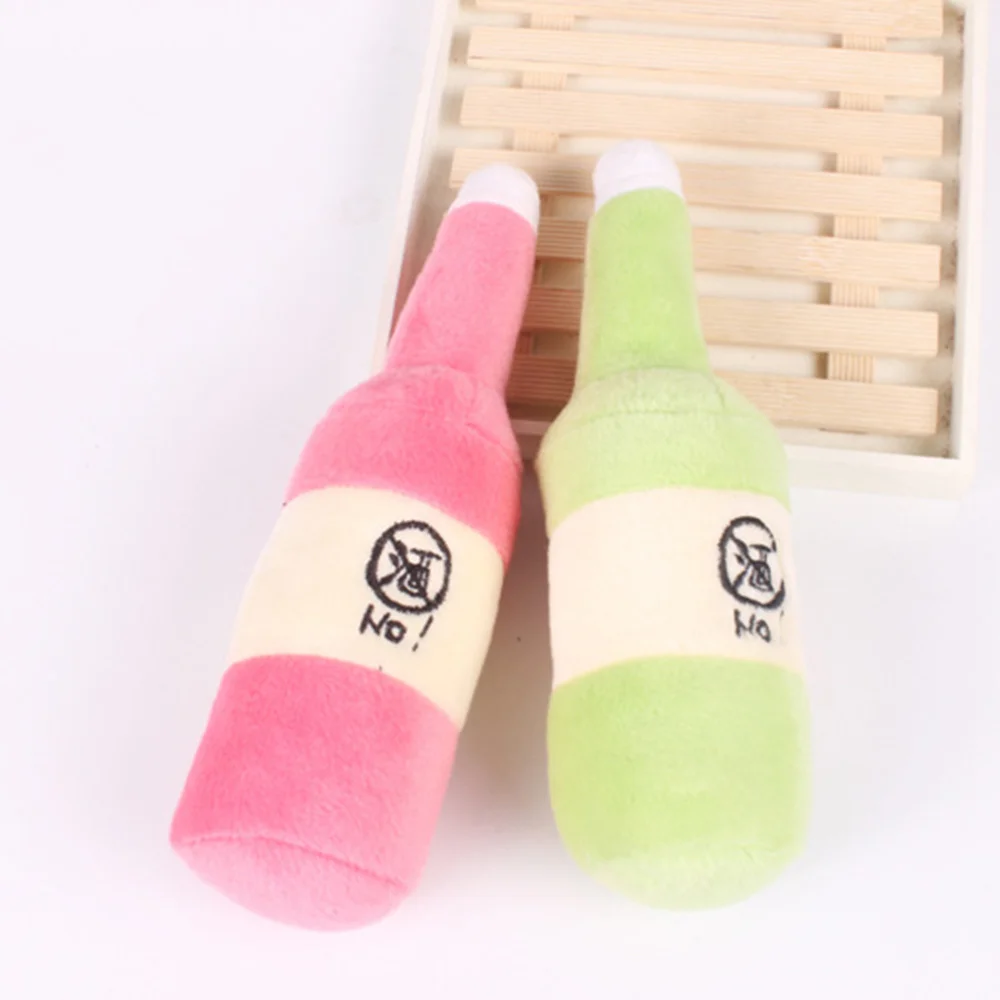 Dog Chew Toy Sound Plush Pet Puppy Toys Squeaky Bottle Shape Soft Pets Bite Chewing (Red) | Дом и сад