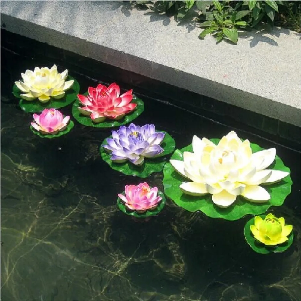 

10 Pcs/Set 18cm Artificial Floating Water Lily EVA Lotus Flower Pond Decor Swimming Pool Simulation Plants Water Home Decoration