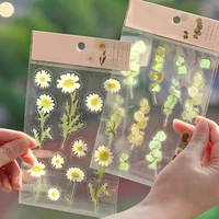 6 style natural daisy transparent stickers label diary scrapbook photo album hand account pet plant leaf decoration seal sticker