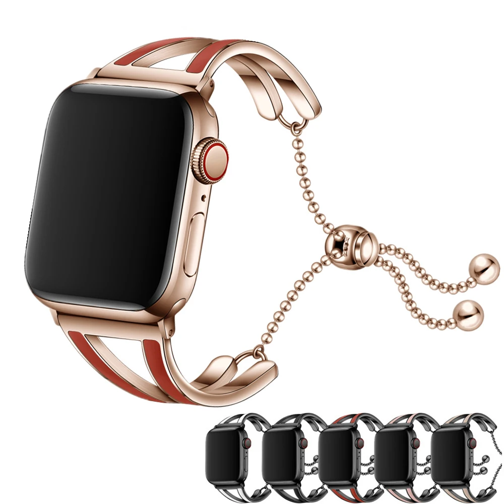 Ремешок из нержавеющей стали для Apple watch band 44 мм 40 женский браслет iWatch 38 42 SE 6 5 4 3 2