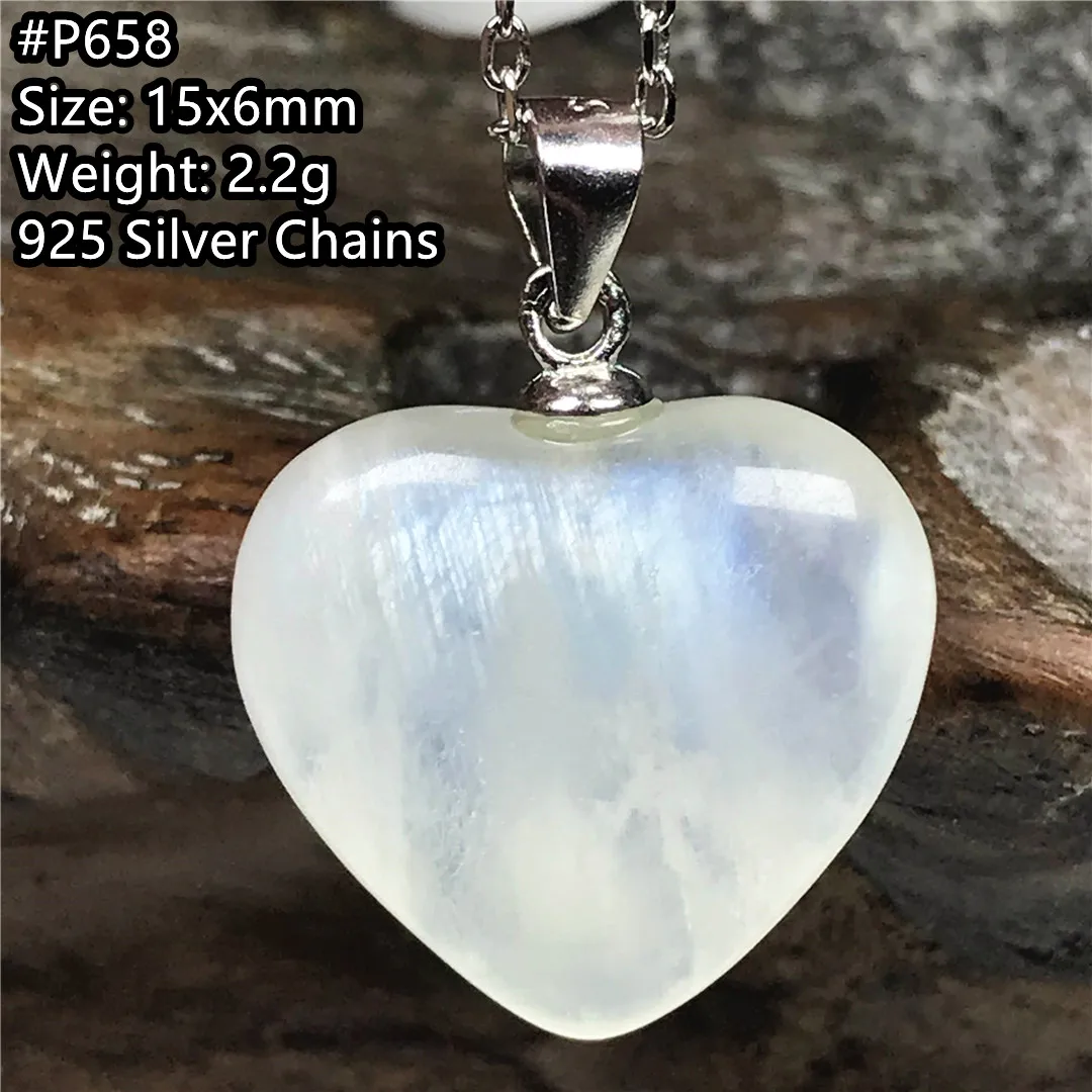 

Natural Moonstone Pendant Necklace Jewelry For Woman Lady Man Healing Love Gift Crystal Heart Beads Silver Chains Stone AAAAA