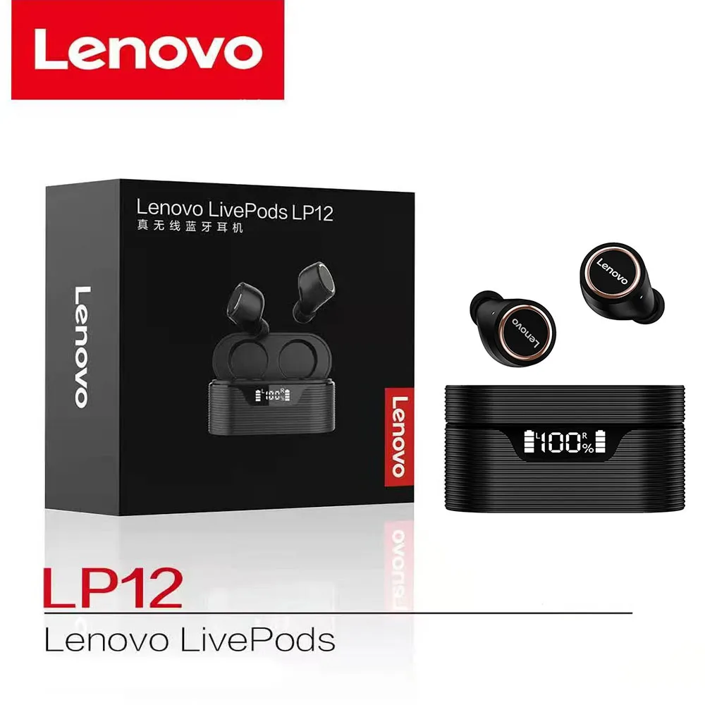 

Lenovo LP12 Wireless Bluetooth 5.0 Earphone Waterproof TWS Dual Stereo CAC Noise Reduction Earbuds With Microphone/ Charger Case