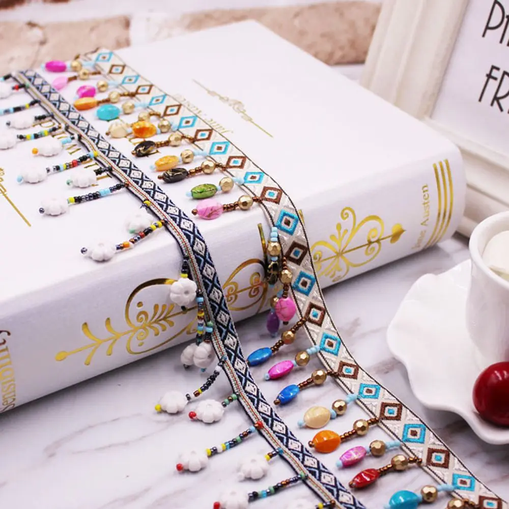 1 ярд ручная работа украшенная бисером кисточками кружевной лентой помпоном