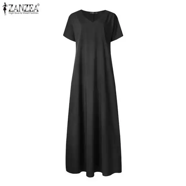 

Women Summer Maxi Dress Elegant Beach Casual V Neck Female Party Short Sleeve Robe Kaftan Plus Size 5XL