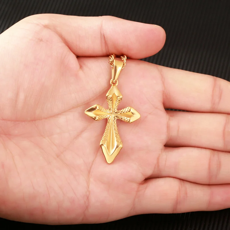 Цепочка с подвеской крестом для мужчин ожерелье из нержавеющей стали кулоном в