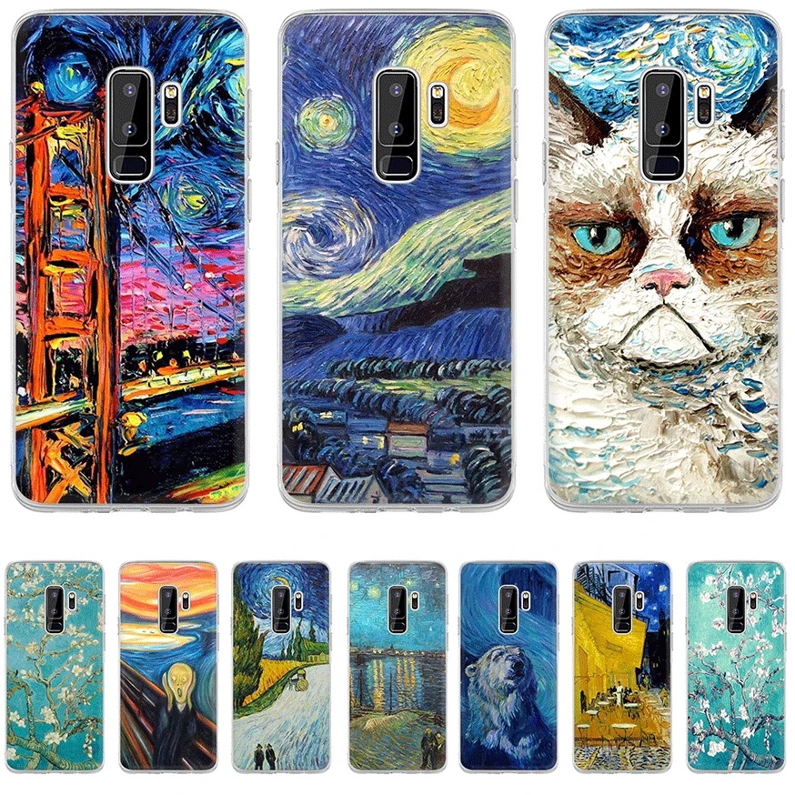 Чехол для мобильного телефона samsung Galaxy J7 J6 J5 J3 J2 J1 Prime жесткий чехол Munch Van Gogh Shell