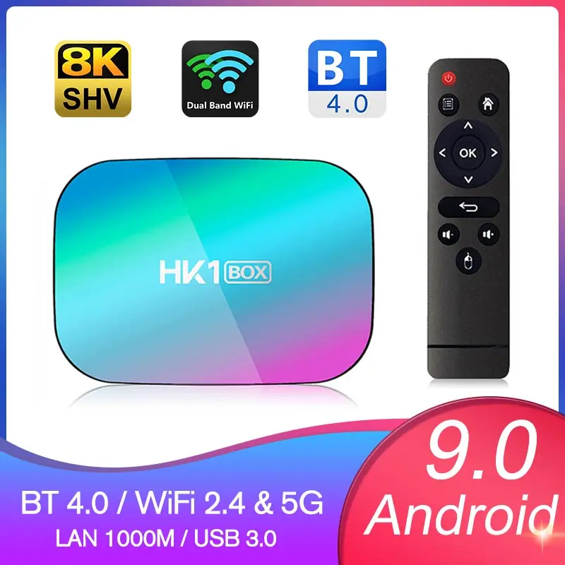

Приставка Смарт-ТВ hk1, Android 9,0, Amlogic S905X3, 8K, Wi-Fi, 4 + 32/64 ГБ