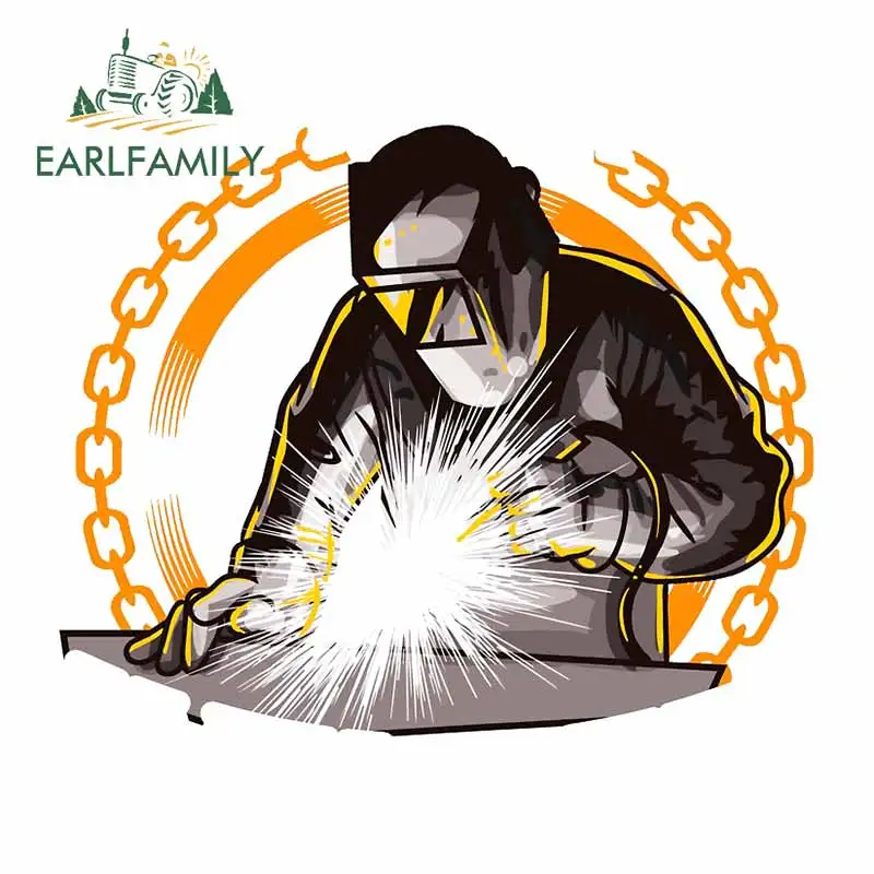 

EARLFAMILY 13 см x 10,8 см для сварщика, мотоцикла, автомобильные наклейки, водонепроницаемая наклейка, модная окклюзия, царапина, ноутбук, граффити, Декор