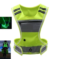 led reflective vest running gear with pouch usb charging ultralight reflective safety vest large pocket adjustable waist