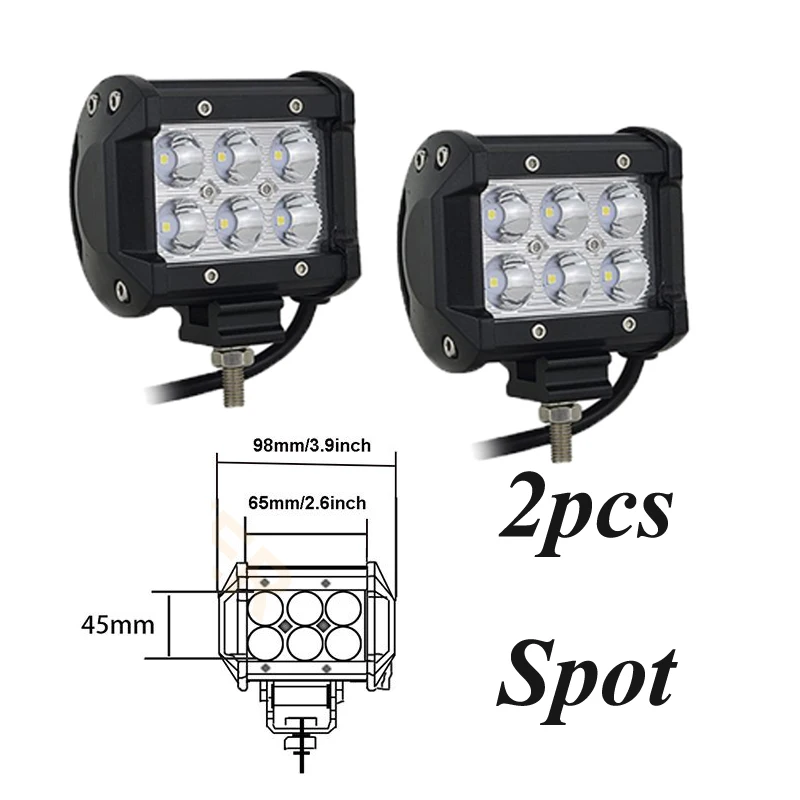 2pcs 18W spot Высокое качество водонепроницаемый 4 шт. 240 Вт 42 дюйма 12 В внедорожный светодиодный светильник, рабочий светильник, внедорожный светильник - Цвет: 2pcs 18W spot