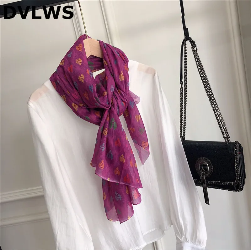 Корейский маленький теплый шарф весна лето осень женский хлопковый шелковый