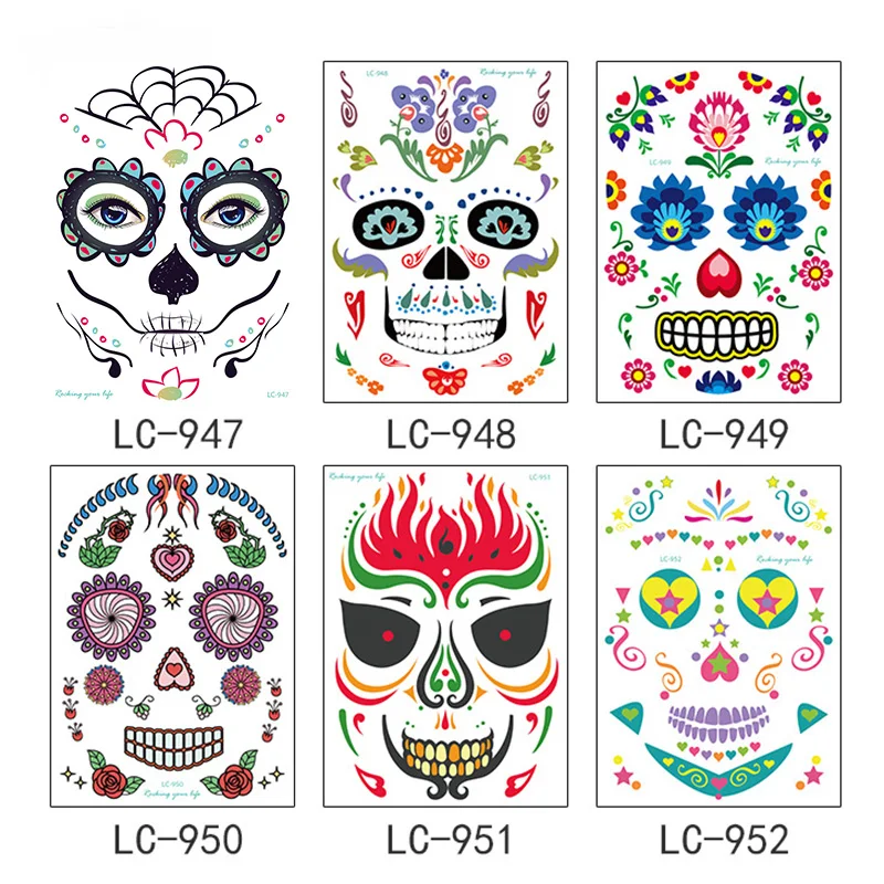 3 шт./упак. водостойкая наклейка для макияжа лица специальная татуировка Череп