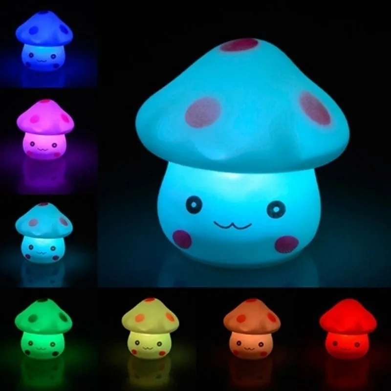 

7-Color LED Novelty Lamp Roomlight Mushroom Light Changing Kids Loved Night Lights Romantic Mushroom Lighting Cute Lamp Decor