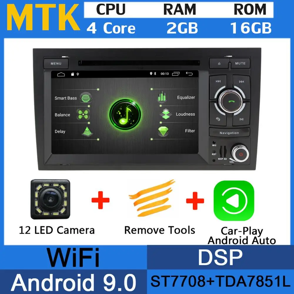 MTK-CarPlay PX6 Восьмиядерный Android 9,0 4G+ 64G 5 USB для Audi A4 2002-2008 S4 RS4 B9 B7 SEAT EXEO 2009-2012 автомобильный радиоприемник стерео gps навигация - Цвет: MTK-CarPlay