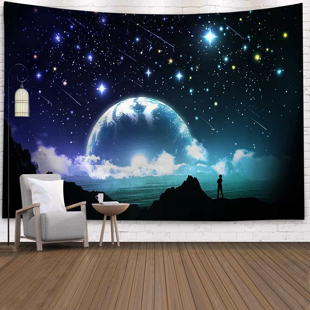 Galaxy Psychedelic настенный гобелен хиппи домашний декор фантазия красочная Луна дерево