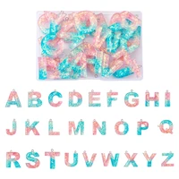 26pcsset transparent epoxy resin letters pendants alphabet a z charms for women keychain necklace earring diy jewelry making