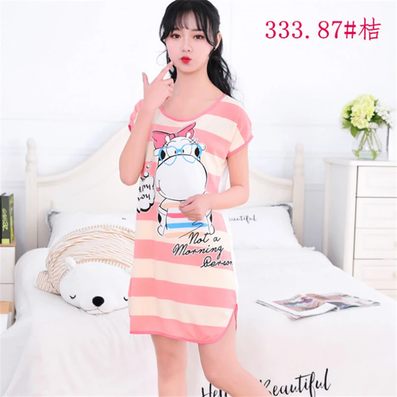 Летняя ночная рубашка для девочек свободная одежда сна с милым рисунком