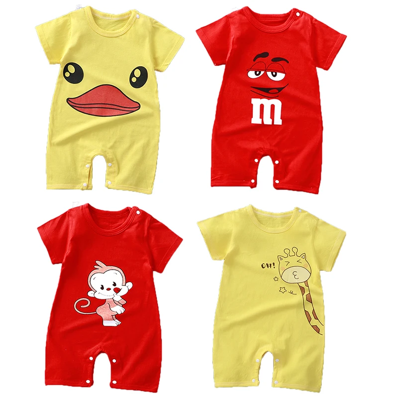 

Baby cartoon one-piece romper, cotton short four-piece suit, baby children's romper, newborn baby romper, cotton