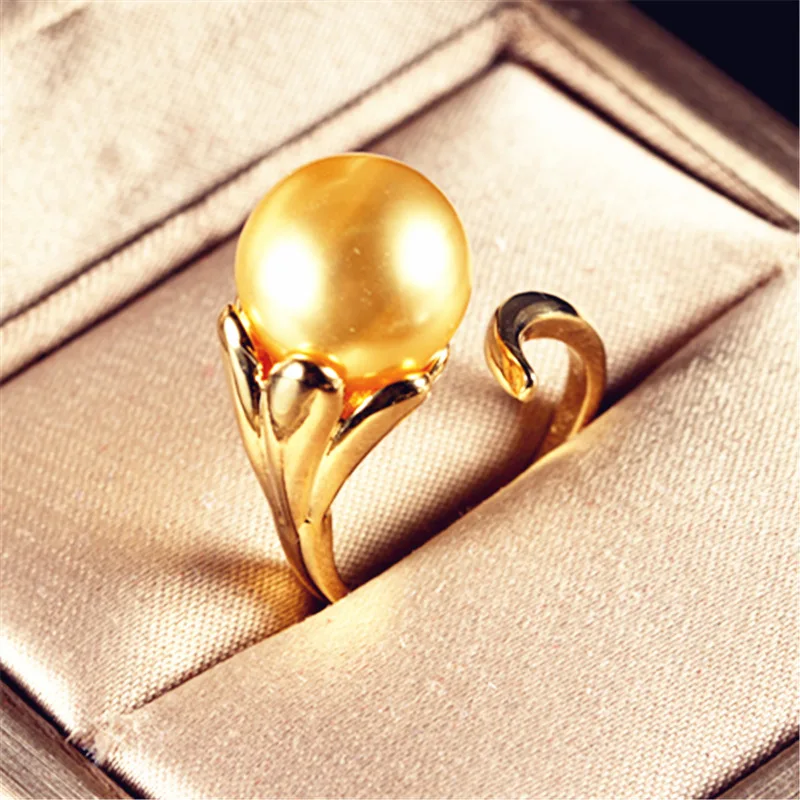 Новинка классическое женское кольцо золотистое Модное Элегантное перламутровое