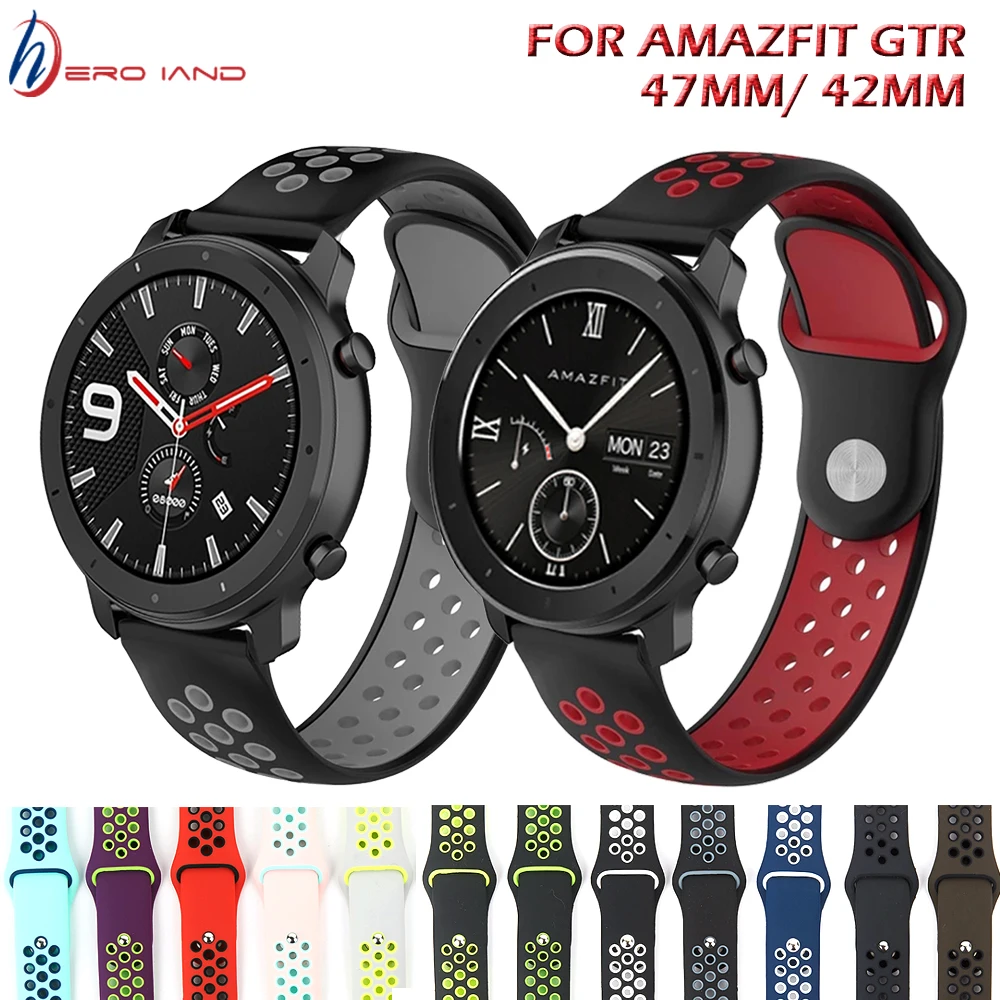 Силиконовый ремешок для часов xiaomi huami Amazfit GTR 47 мм 42 GTS Bip Youth 20 22 Samsung Gear sport S3