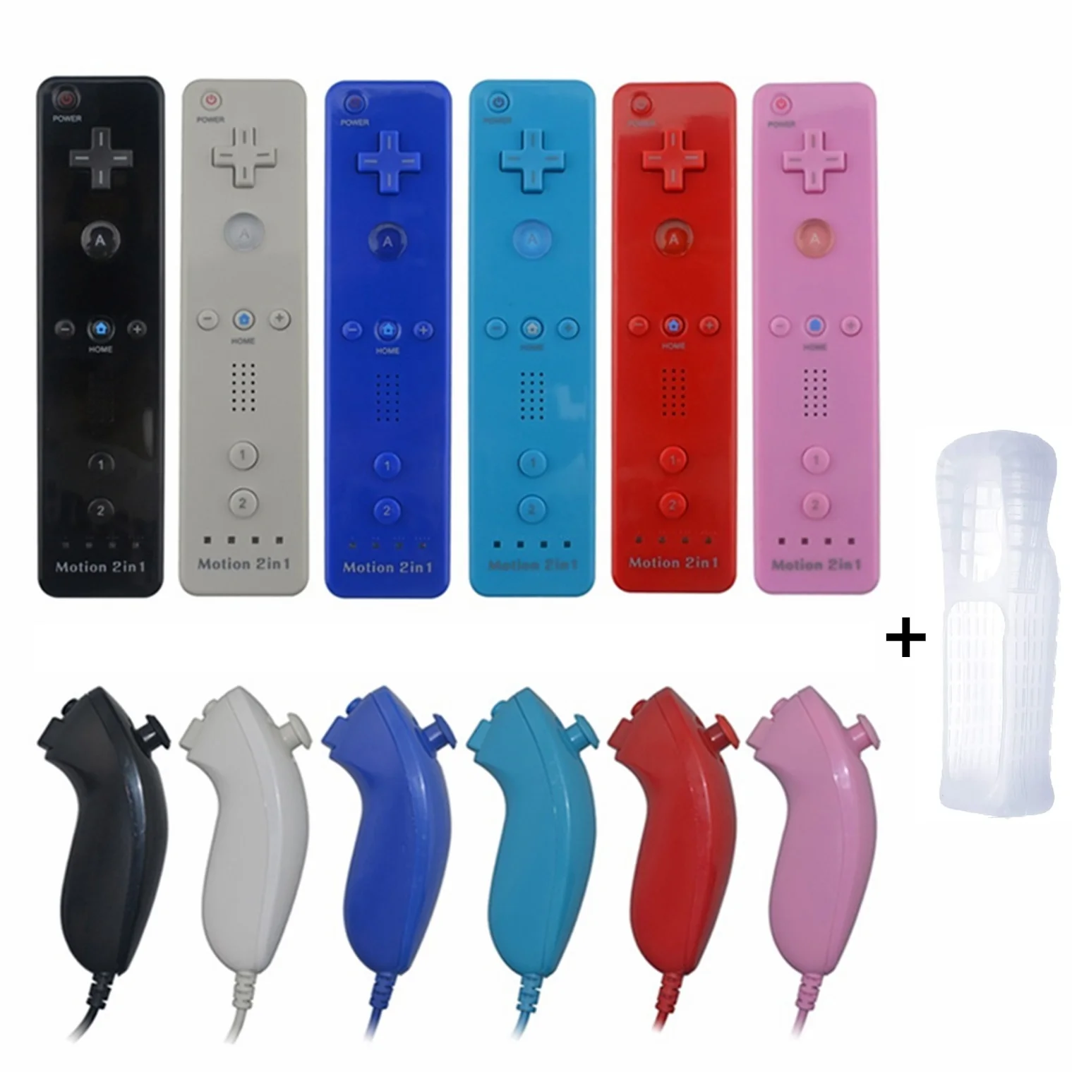 

For Nintend Wii 2 In 1 Set Wireless Bluetooth Joystick Remote Controller SYNC Gamepad Left Hand / Nunchuck Optional Motion Plus