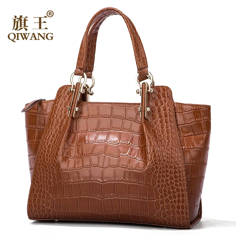 Qiwang Kate женские ручные сумки настоящая воловья коричневая сумка женская из