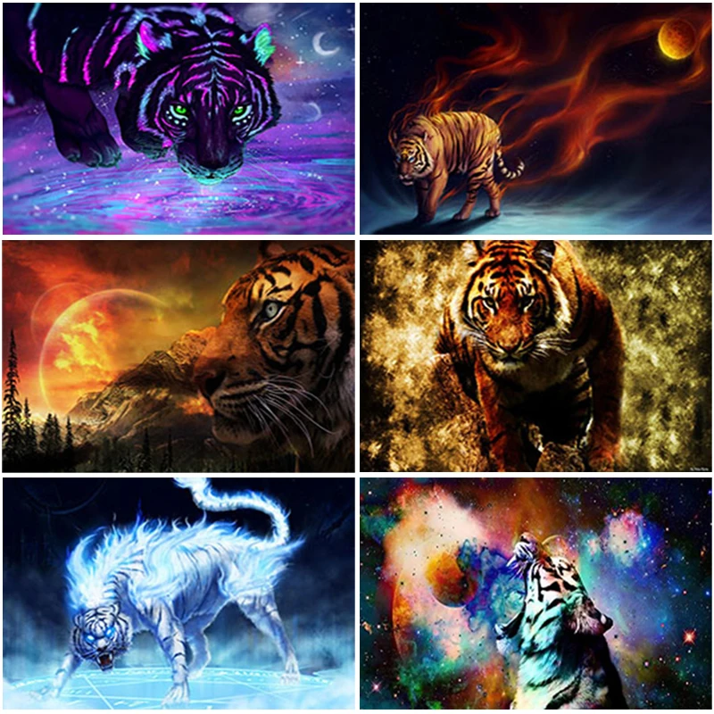 

5D DIY Diamond Painting Tiger Animals Full Round/Square Diamond Embroidery Cross Stitch Picture Of Rhinestones Handcraft Gift
