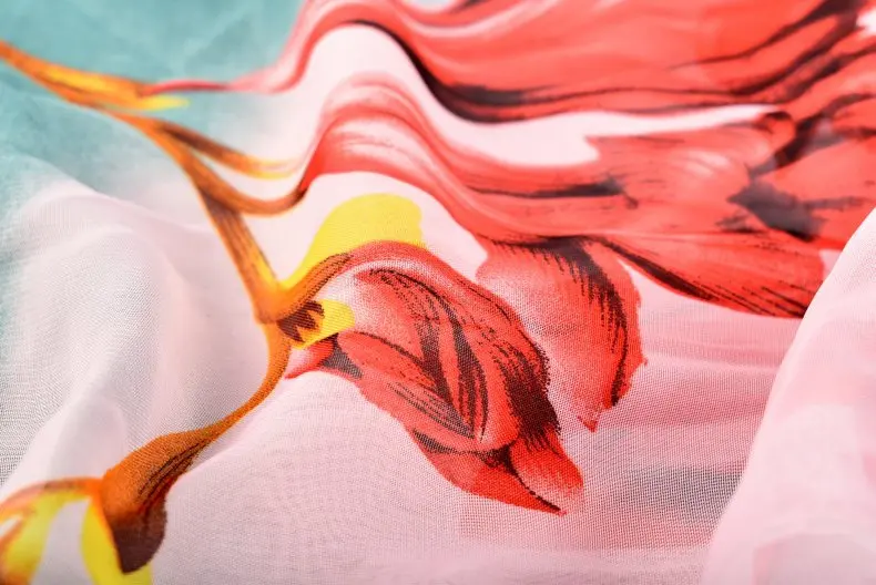 2020 FAL/WIN Gradient lily flower chiffon scarf silk square hijab cool shawl ladies foulard femme Scarves hair bufanda mujer |