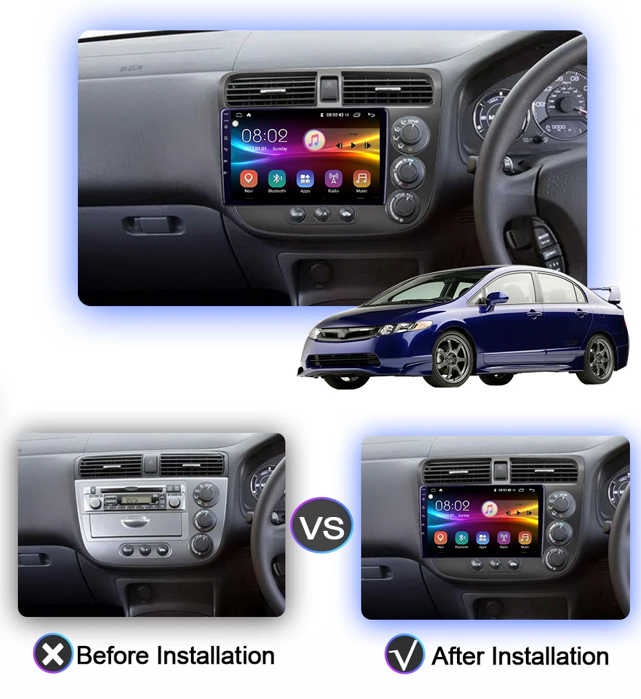 COHO для Honda CIVIC RHD 2000-2006 стерео автомобильное радио Android автомобильный