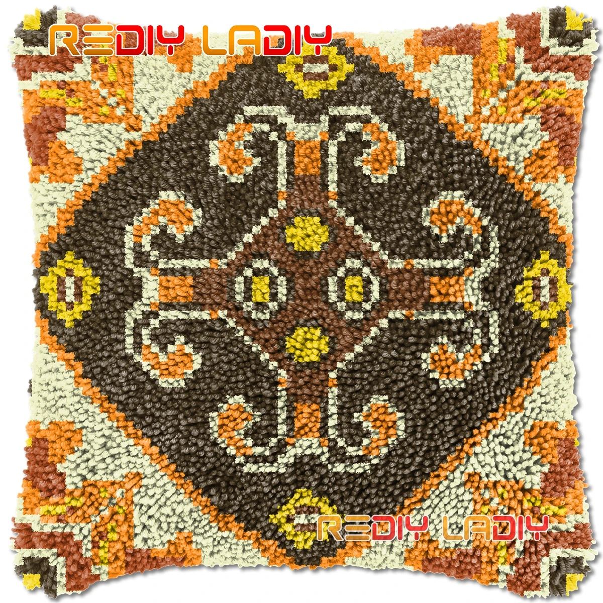 

Крючок с защелкой, подушка, Геометрическая мандала, наборы для рукоделия, крупная акриловая пряжа, искусство, вязание крючком, подушка, чехо...