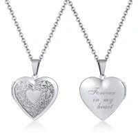 heart locket pendants necklaces for women silver color photo frame valentine lovers necklace gift jewelry