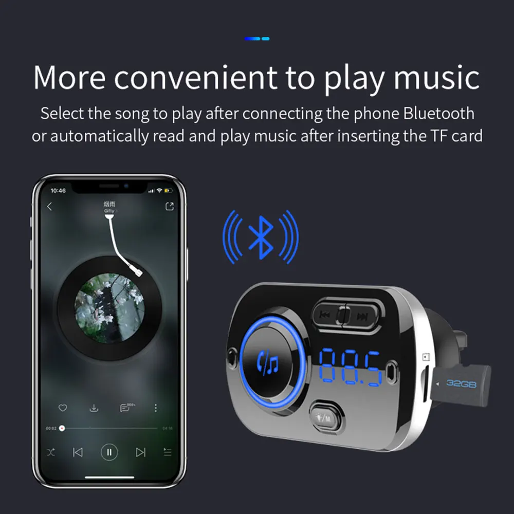 Bluetooth 5 0 QC 3 умный fm-передатчик автомобильный комплект громкой связи красочные