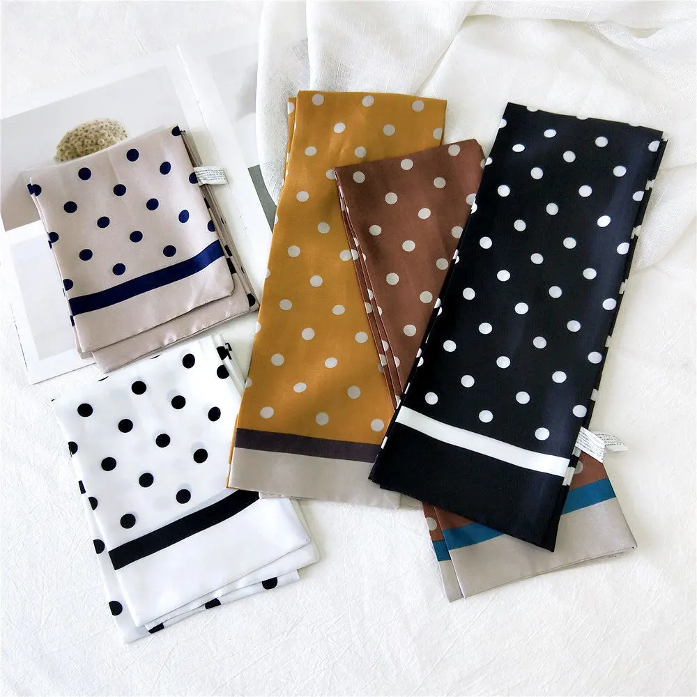 

Весенние шарфы 2021 Новый Модный женский полосатый точечный цветочный принт повязка на запястье мягкий шелковый шарф модный дизайн фуляр женская одежда