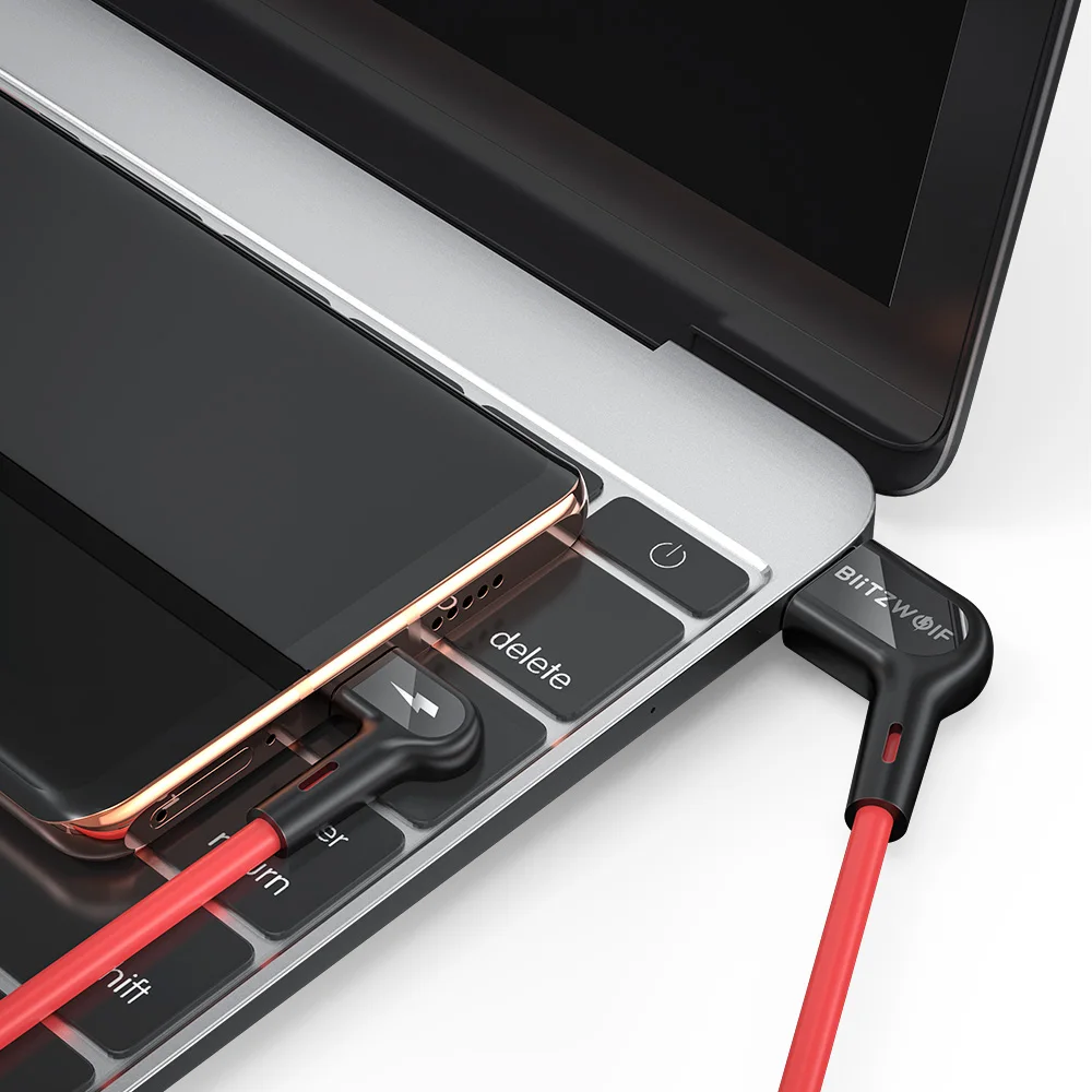 Blitzwolf BW-AC1 USB A к type C 3A зарядный кабель для передачи данных 90 ° под прямым углом для samsung Xiaomi HUAWEI играя в игры для мобильных телефонов
