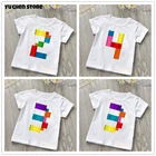 Новинка 2022, сращивающиеся строительные блоки, игровая футболка с надписью номер 2-9 для мальчиков и девочек, подарок на день рождения, детская одежда, Детская футболка