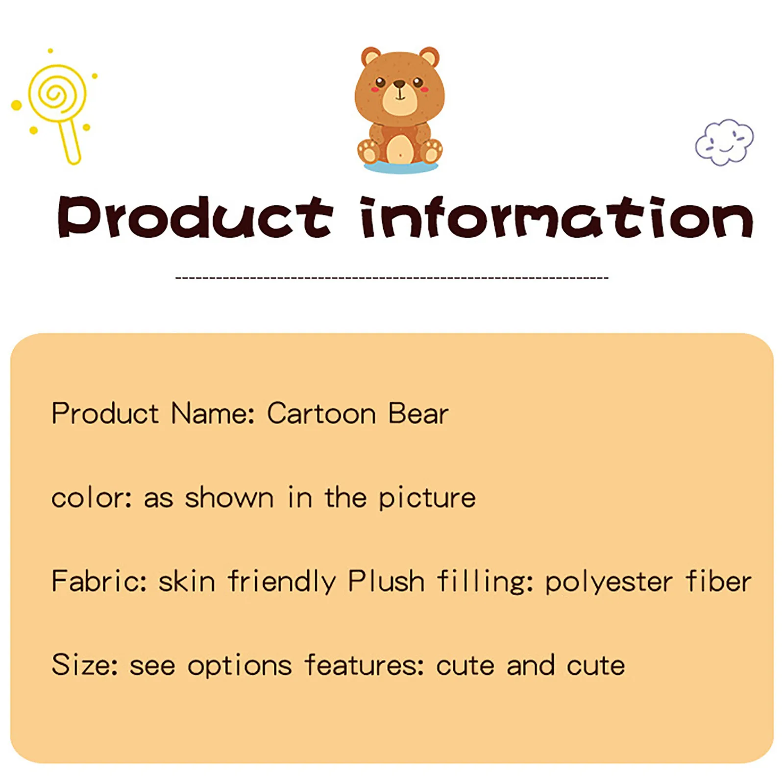

Animal Plush Toys For Children Cute Bear Doll Skin-Friendly PP Cotton Filling Plush Doll Kids Birthdays Gifts c1