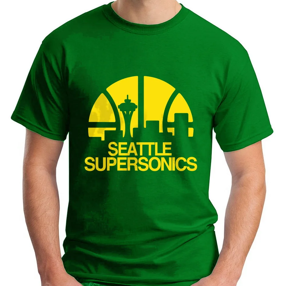 Новинка мужская зеленая футболка в баскетбольном клубе SEATTLE SUPERSONICS размер S 5XL
