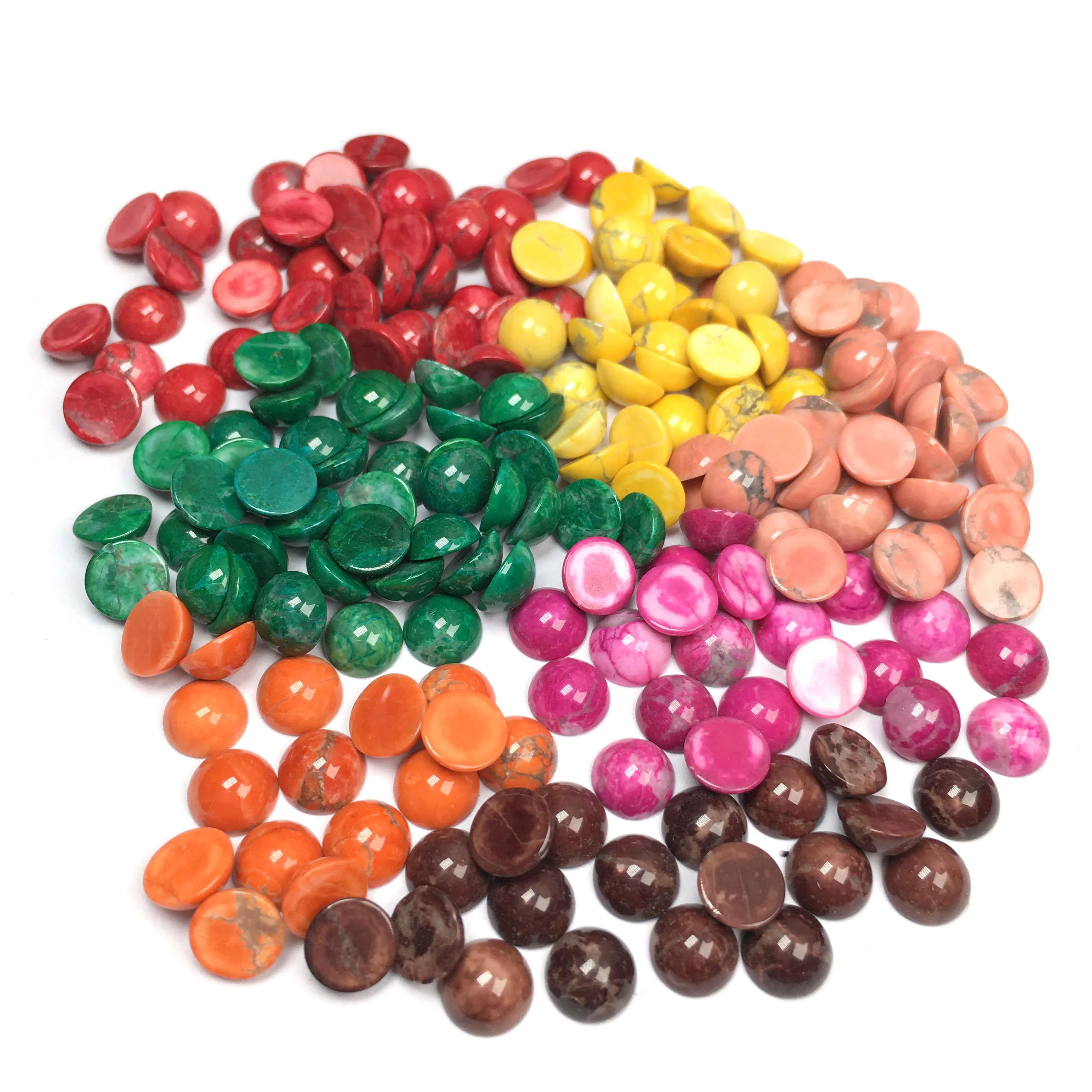 

Полукруглые бирюзовые бусины 10 шт./лот с имитацией камня, свободные бусины с кабошоном для изготовления ювелирных изделий, аксессуары «сдел...