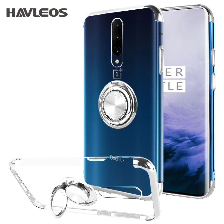 Прозрачный чехол с магнитным кольцом для Oneplus 7t 7 Pro 7pro держателем тонкий чистый