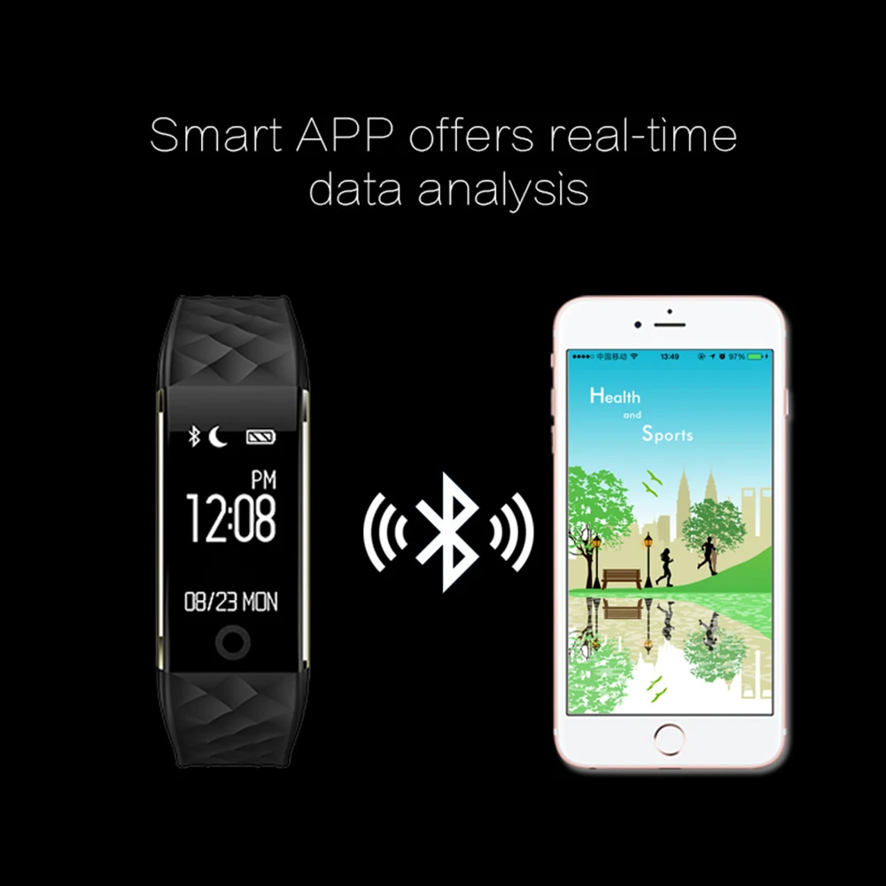 Смарт-браслет S2 с Bluetooth пульсометром OLED-экраном фитнес-Браслет Для xiaomi huawei ios Phone pk